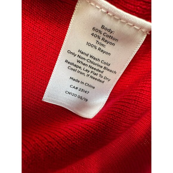 Talbots Womens Knit Top Cutout Collar Design Size L Red Office Classic Casual - Picture 3 of 10